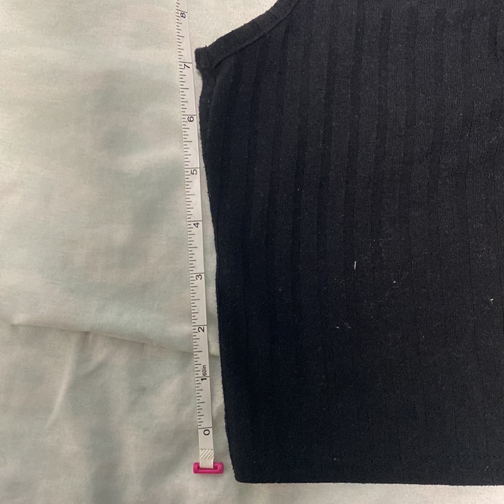 Topshop Black Ribbed Button Tank Top - Picture 8 of 9